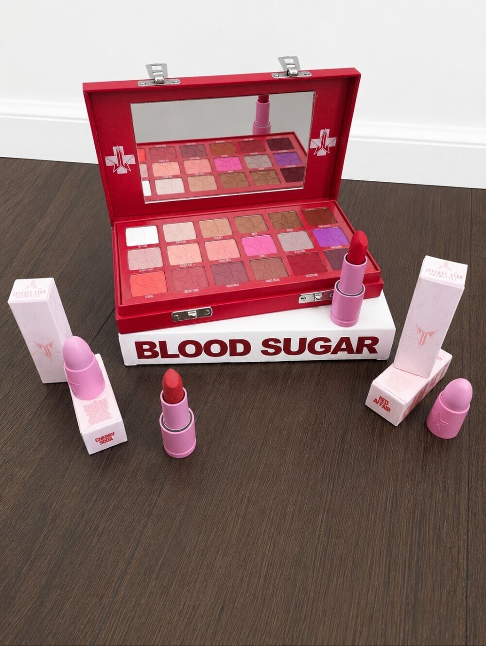 NEW Jeffree Star Blood Sugar Eyeshadow Palette + Lipstick Makeup Bundle